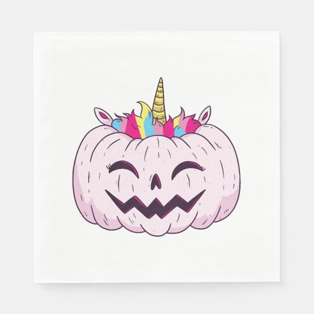 Servilleta De Papel unicornio de Halloween      (Anverso)