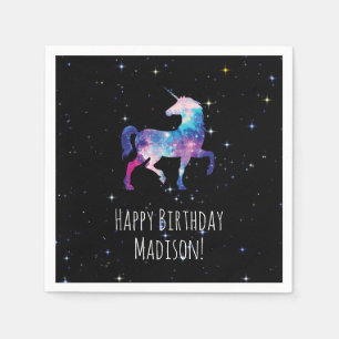 Servilleta De Papel Unicornio de la galaxia del feliz cumpleaños