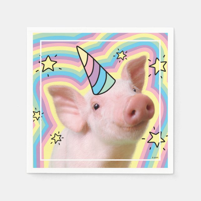 Servilleta De Papel Unicornio de lechón mágico (Anverso)