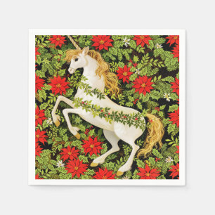Servilleta De Papel Unicornio de Navidad Alegre Rojo Verde Blanco