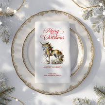 Unicornio de Navidad Blanco y Dorado