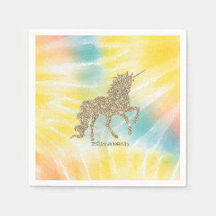 Servilleta De Papel Unicornio de purpurina plateada de moda con tinte 