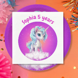 Servilleta De Papel Unicornio en nube con cielo rosa vibrante