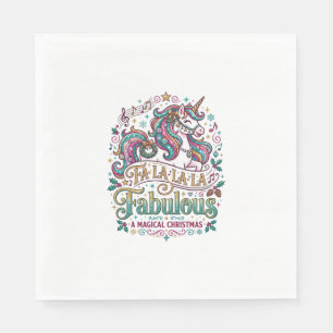 Servilleta De Papel Unicornio Fa La La La Fabuloso Fondo Blanco Lindo