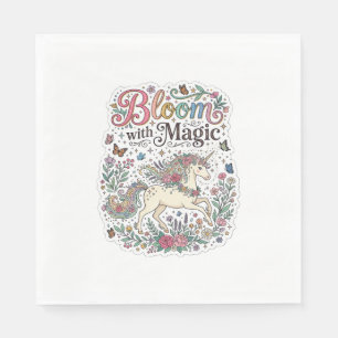 Servilleta De Papel Unicornio florece con tipografía vectorial premium