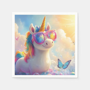 Servilleta De Papel Unicornio lindo con gafas de sol: mágico y diverti