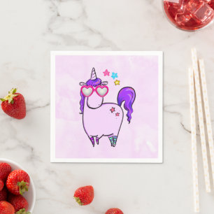 Servilleta De Papel Unicornio lindo en gafas cardiacas