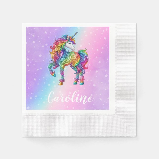 Servilleta De Papel Unicornio mágico colorido (Anverso)