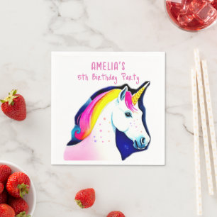 Servilleta De Papel Unicornio mágico con cumpleaños Chica de estrellas