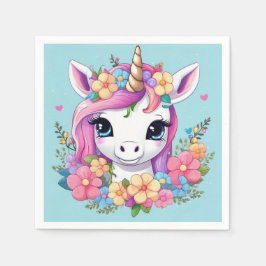 Servilleta De Papel Unicornio mágico con flores