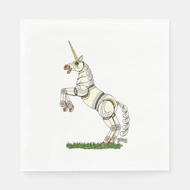 Servilleta De Papel Unicornio mecánico (Anverso)