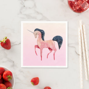 Servilleta De Papel Unicornio nórdico rosa con cumpleaños de hombre ne
