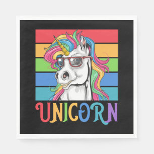 Servilleta De Papel Unicornio retro con gafas de sol regalo para unico
