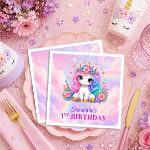 Servilleta De Papel Unicornio Rosa Purpura Brillante Cumpleaños Día Má