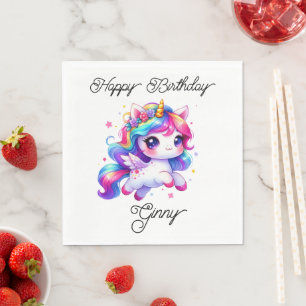 Servilleta De Papel Unicornio saltando sobre arcoíris
