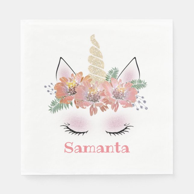 Servilleta De Papel Unicornio, Unicornio Face, personalizada, femenina (Anverso)