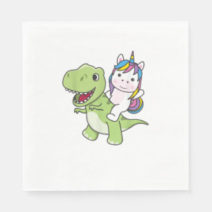 Servilleta De Papel Unicornio Viaja En Trex Cute Dinosaurio Con Unicor