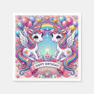 Servilleta De Papel Unicornios de la Realeza del Arcoíris