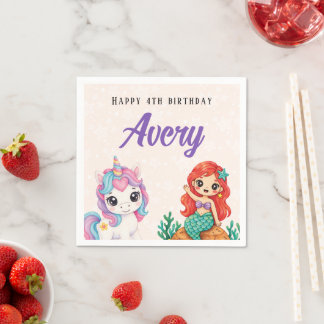 Servilleta De Papel Unicornios y Sirenas Mágicos