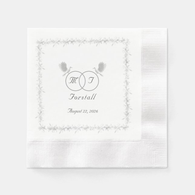 Servilleta De Papel Unidad Nupcial Boda Monogramada Católica (Anverso)
