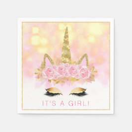 Servilleta De Papel Uniforme Baby Shower Napkins Pink Gold Unicorn Fac