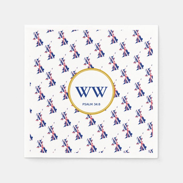 Servilleta De Papel UNION JACK Map Monograma Scripting Paper (Anverso)