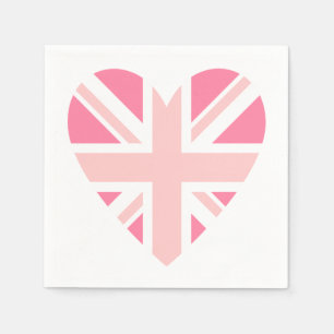 Servilleta De Papel Union Jack rosado/corazón de la bandera