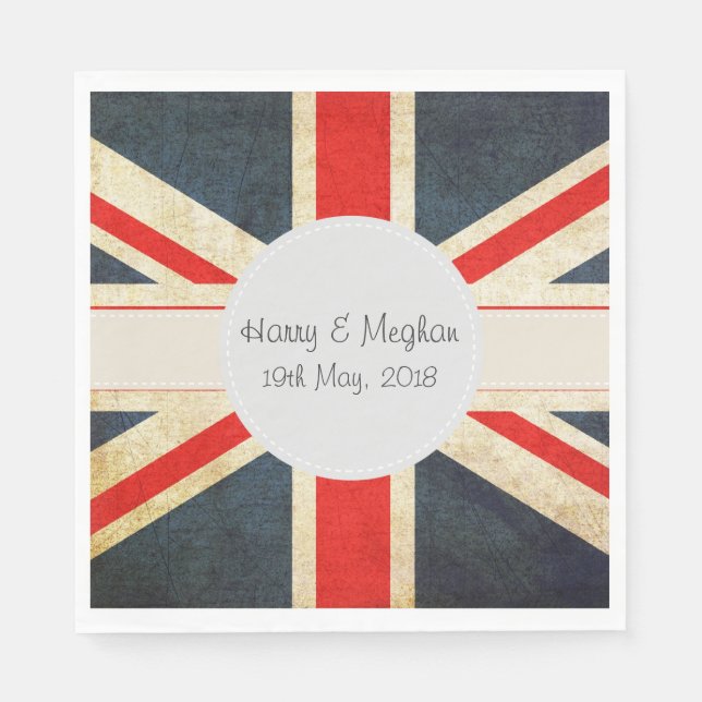 Servilleta De Papel Union Jack Royal Boda Cocktail Napkins (Anverso)