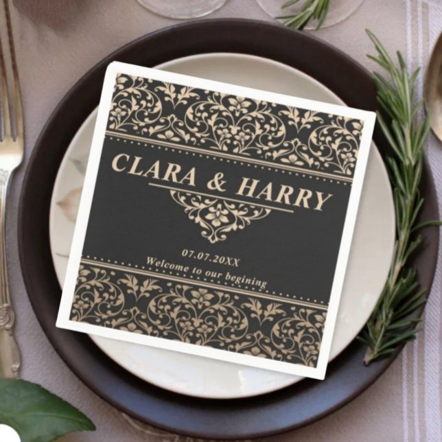 Servilleta De Papel Unique fancy minimalist boho modern wedding  (Subido por el creador)