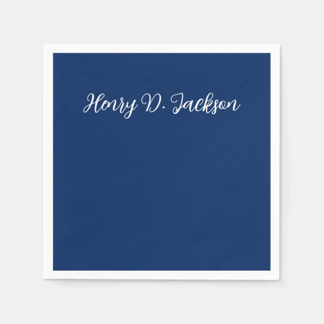 Servilleta De Papel Unique Navy Blue Classical Handwriting Plain (Anverso)