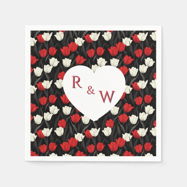 Servilleta De Papel Unique Tulip Flower Happily Ever After Wedding  (Anverso)