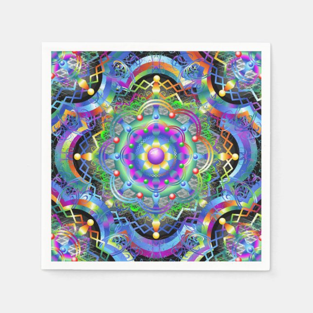 Servilleta De Papel Universo Mandala Colores Psicodélicos (Anverso)