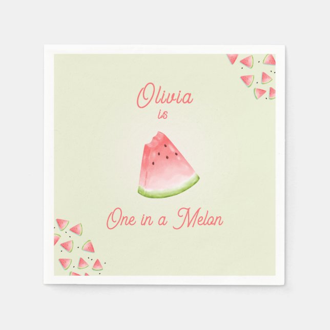 Servilleta De Papel Uno en Melón Cumpleaños (Anverso)