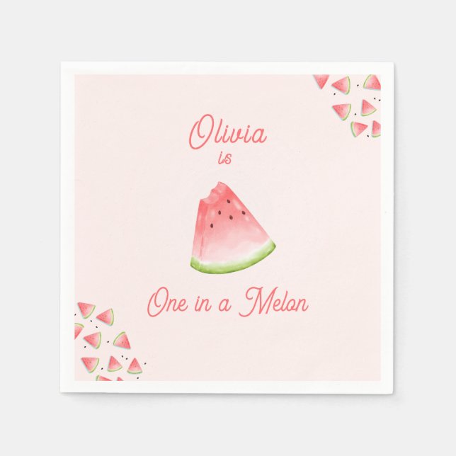 Servilleta De Papel Uno en Melón Cumpleaños (Anverso)