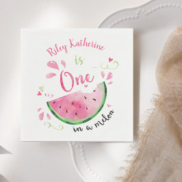 Servilleta De Papel Uno en Melon Watermelon Birthday Party Pla