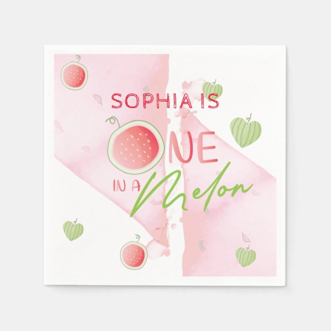 Servilleta De Papel Uno en un cumpleaños de melón personalizado (Anverso)
