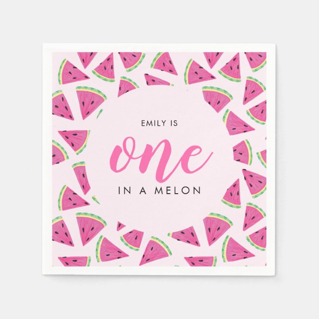 Servilleta De Papel Uno en un melón 1er cumpleaños (Anverso)