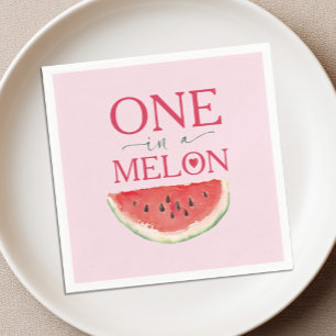 Servilleta De Papel Uno en un Melón Cumpleaños Número Uno de Sandía