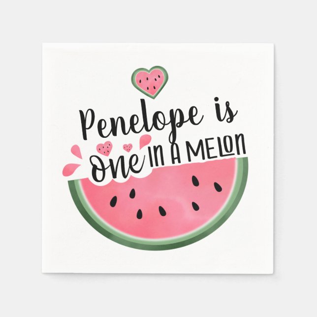 Servilleta De Papel Uno En Un Melón De Melón Cumpleaños Personalizado (Anverso)