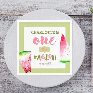 Servilleta De Papel Uno en un Melón Primer Cumpleaños Lindo Personaliz