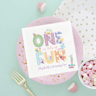 Servilleta De Papel Uno es mucha diversión, Pastel Cumpleaños Primaver