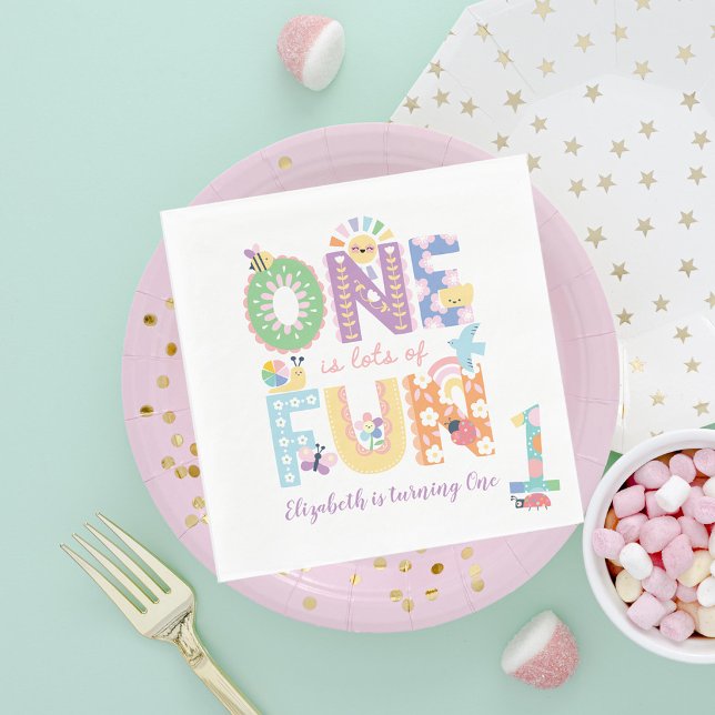 Servilleta De Papel Uno es mucha diversión, Pastel Cumpleaños Primaver (Subido por el creador)
