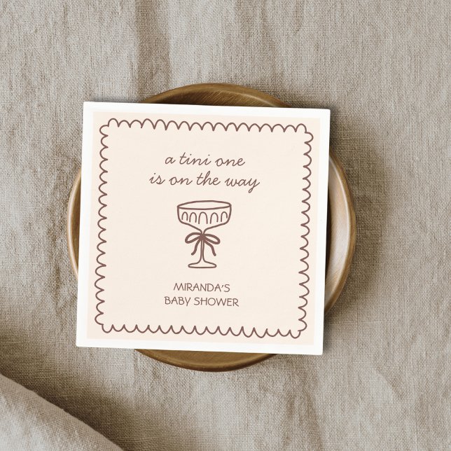 Servilleta De Papel Uno Tini En La Vía Espresso Martini Baby Shower (A Tini One On The Way Espresso Martini Baby Shower Napkins)