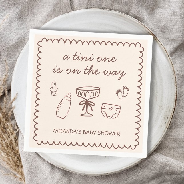 Servilleta De Papel Uno Tini En La Vía Espresso Martini Baby Shower (A Tini One On The Way Espresso Martini Baby Shower Napkins)