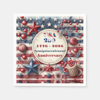Servilleta De Papel USA 250 Aniversario Semiquincentenario Estrella Fr