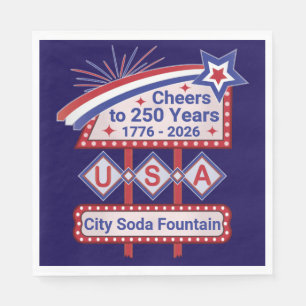 Servilleta De Papel USA 250 personalizado - Marquee retro patriótico