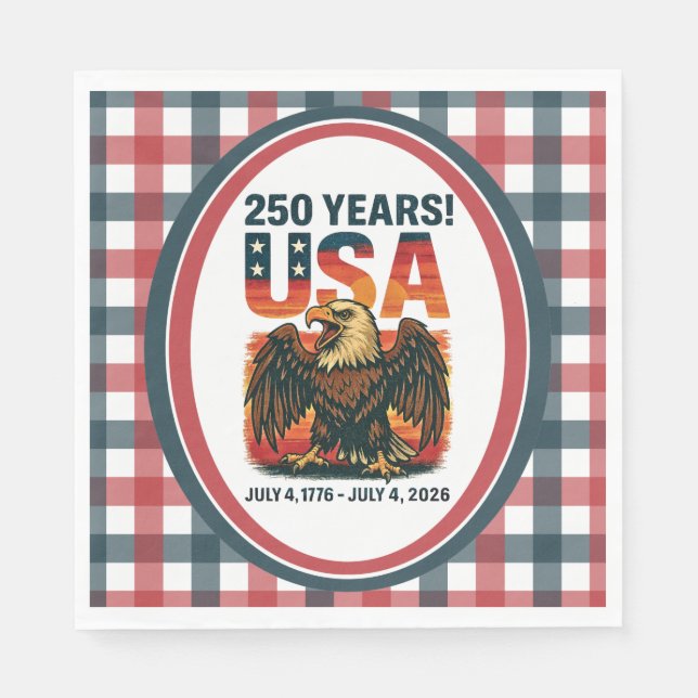 Servilleta De Papel USA 250 Years – Patriotic Bald Eagle July 4th 2026 (Anverso)