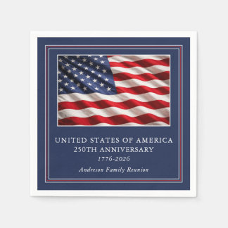 Servilleta De Papel USA 250th Anniversary Patriotic Party Navy Blue