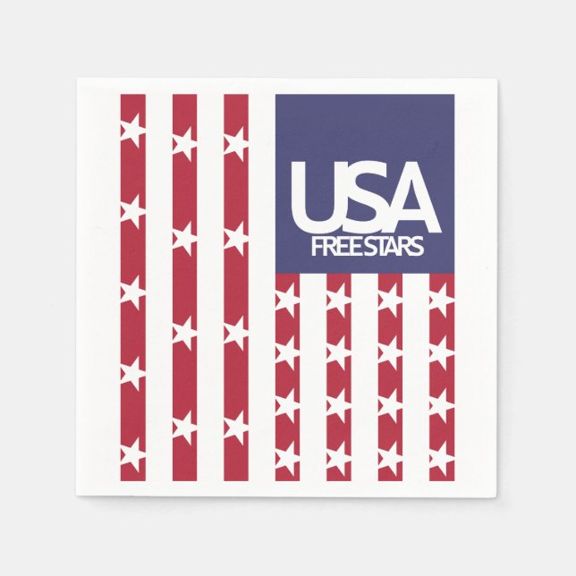 SERVILLETA DE PAPEL USA/EEUU FREE STARS FLAG BY MASANSER PIXELAT (Anverso)