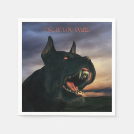 Servilleta De Papel Use If You Dare. Big, black dog